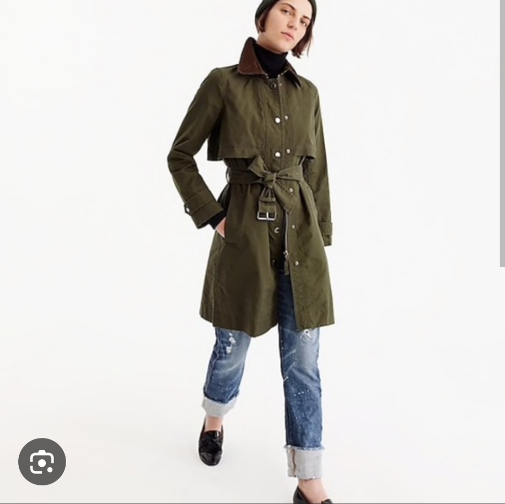 Like New J. Crew Waxed cotton Field Trench Coat